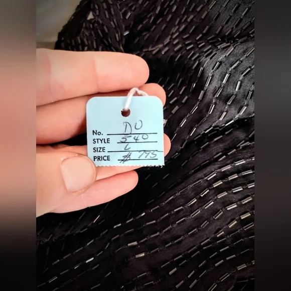 Brand New Hand Beaded Gown, Black and Gold, by Fleur de Paris, New Orleans - Picture 14 of 16